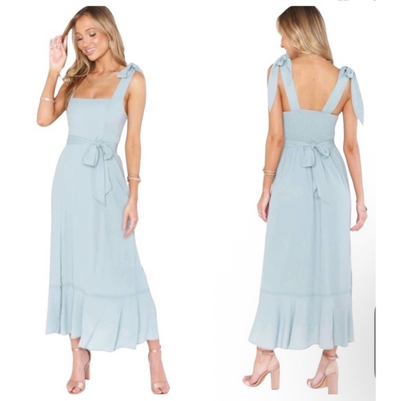 Show Me Your Mumu Sage Smocked Maxi Dress Tie Strap Sleeveless XS - Picture 1 of 6